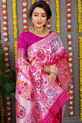 Regal Silver Zari Worked Pink Heavy Banarasi Saree